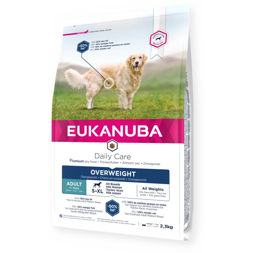 Eukanuba Daily Care dry dog food (kibble) for adult dogs overweight