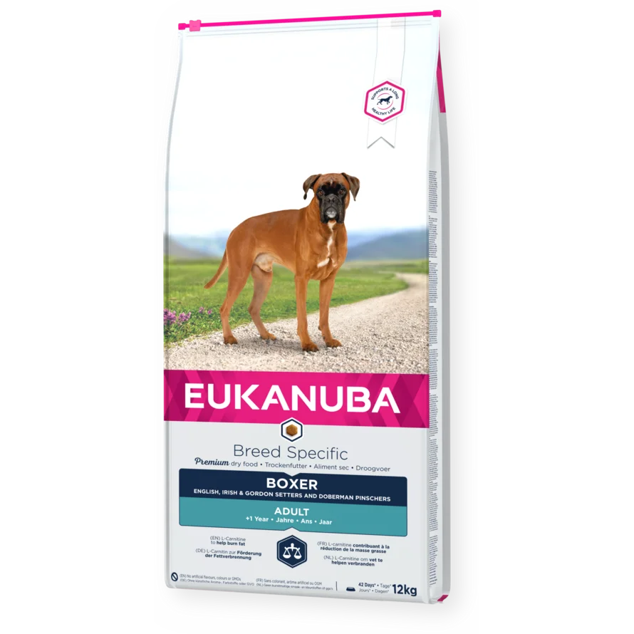 EUKANUBA dry dog food (kibble) for adult Boxers
