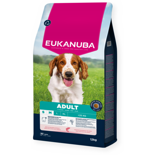 Salmón y cebada para adultos de raza pequeña/mediana