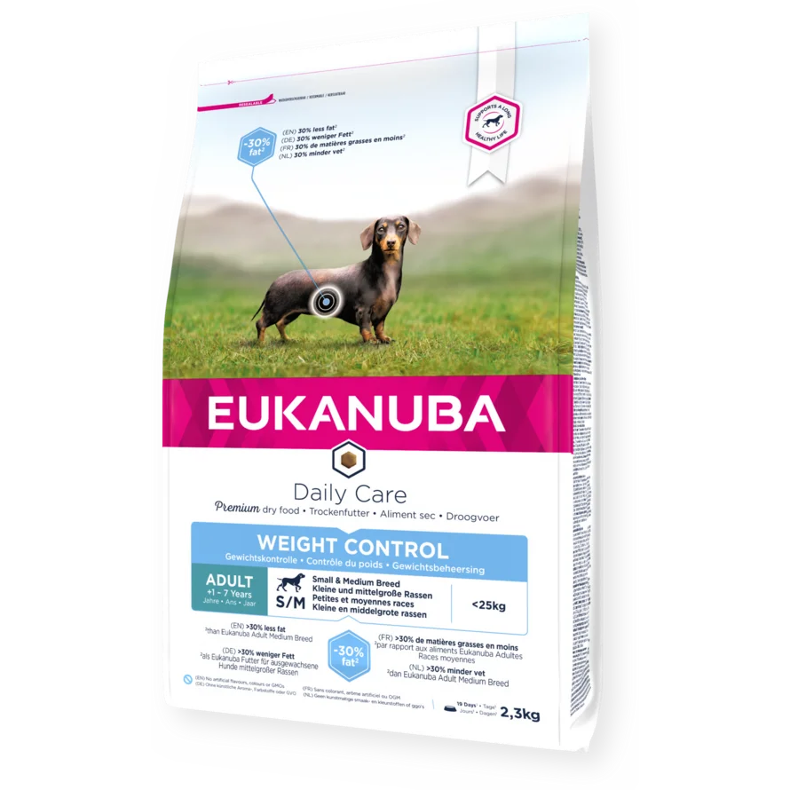Eukanuba Daily Care dry dog food (kibble) for adult small & medium breed dogs weight control